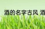 酒的名字古风 酒的名字古风有哪些