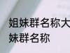 姐妹群名称大全温馨 幸福又温馨的姐妹群名称